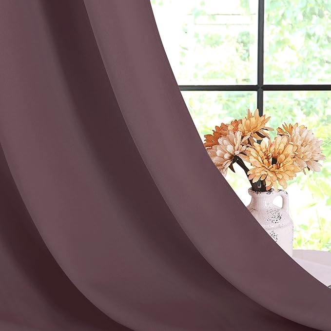 NICETOWN Room Darkening Draperies Window Curtain Panels, Dry Rose, 2 Panels, W60 x L84 -inch, Thermal Insulated Grommet Room Darkening Curtains for Bedroom