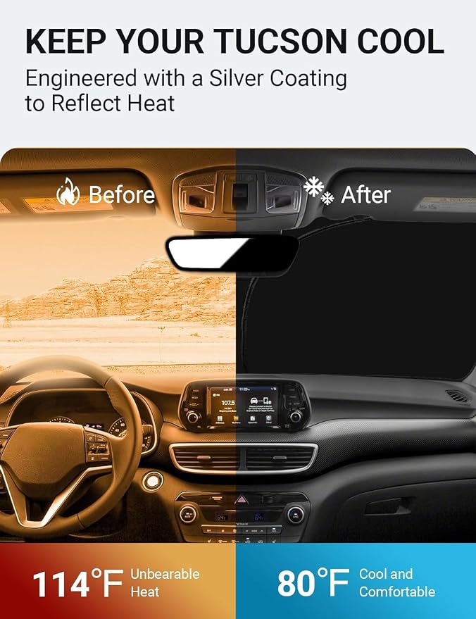 Proadsy 2026 Upgrade Windshield Sun Shade Custom Fit Hyundai Tucson 2016-2021 - Image 3