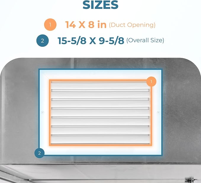 Rustproof 14 x 8 Inch Aluminum Vent Cover – Quiet Return Air Grille - Image 3