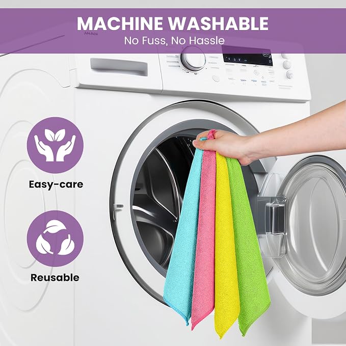 34 Pack Microfiber Cleaning Cloth, 4 Assorted Colors Cleaning Rags - Image 7