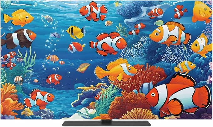 Underwater World Clownfish Coral Indoor TV Cover, Elastic TV Screen Protector by Unknown