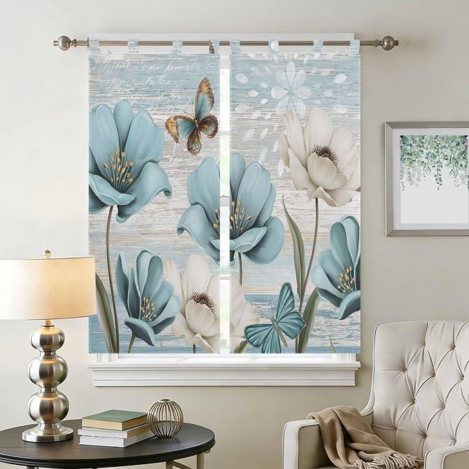 Spring Floral Living Room Curtains 84 Inch Length, Window Curtains Tab Top - Image 2