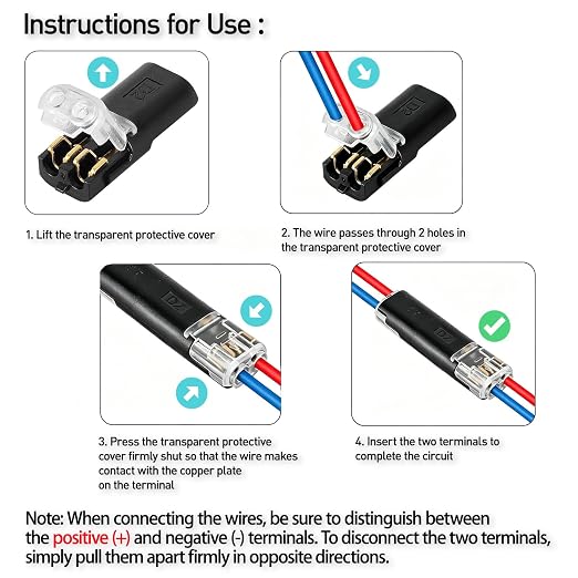 BOENFU Double Wire Plug in Connector, 30 Pack, 18-20 AWG, 2Pin Lock Strip - Image 3