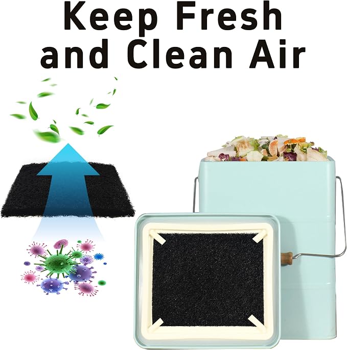 12PCS 5” Square Compost Bin Charcoal Filters, 0.4” Thick Activated Carbon - Image 3