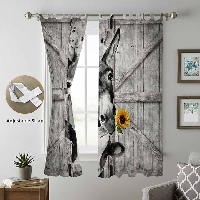 Funny Farm Animals Living Room Curtains 84 Inch Length, Window Curtains Tab Top - Image 5