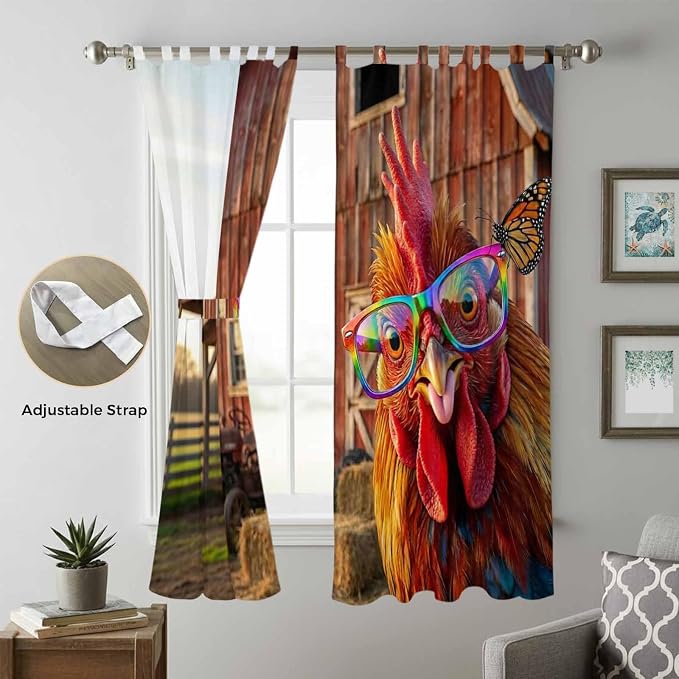 Farm Rooster Living Room Curtains 84 Inch Length, Window Curtains Tab Top - Image 5