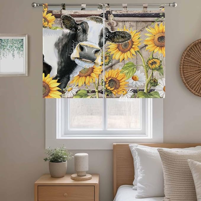 Retro Farmhouse Flower Kitchen Curtains 45 Inch Length, Short Cafe Window - Image 9