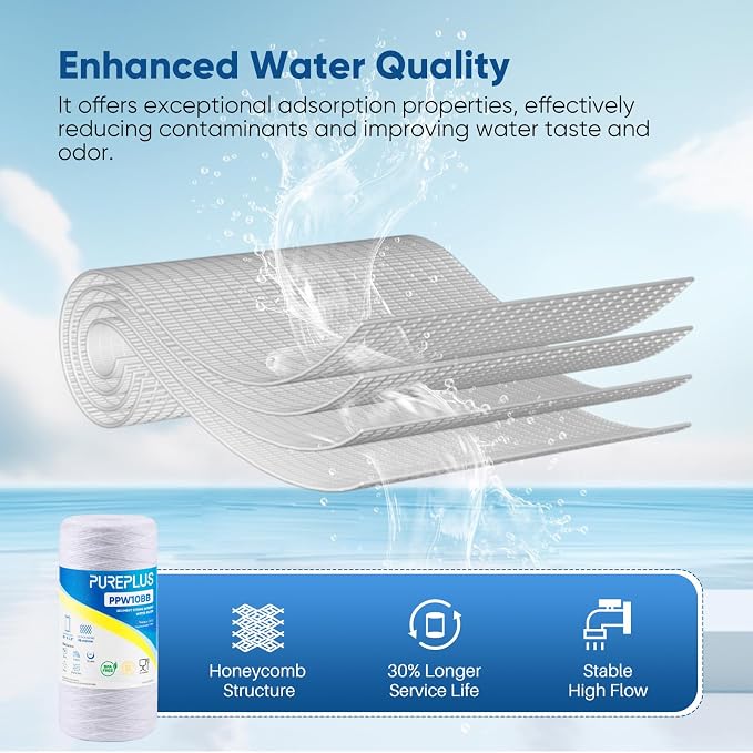 PUREPLUS 25 Micron 10 x 4.5 Whole House String Wound Sediment Filter - Image 4