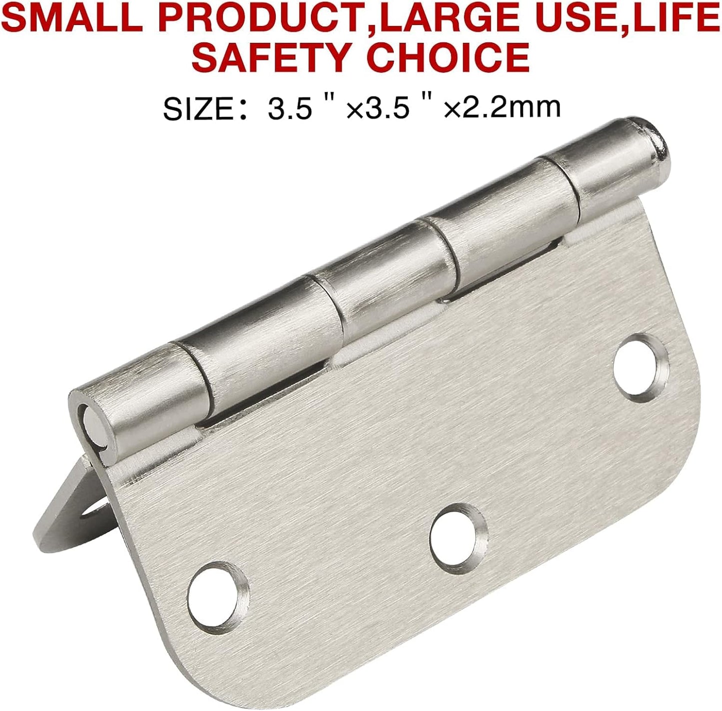 12 Pack Brushed Nickl Door Hinges 3.5 Inch x3-1/2 5/8 Radius Round Interior Hinge 3 ½" Satin Silver Heavy Duty Steel Iron Hardware for Bifold Standard Doors Home House Decor Accessories Kits