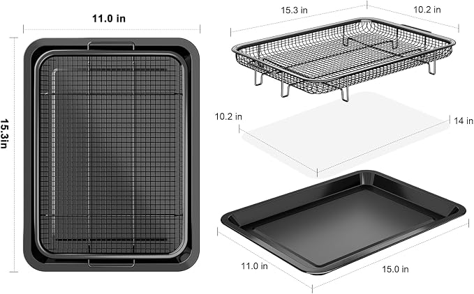 Air Fryer Basket for Oven, OPENICE 15.3" x 11.0" Air Fryer Tray and Pan Set - Image 2
