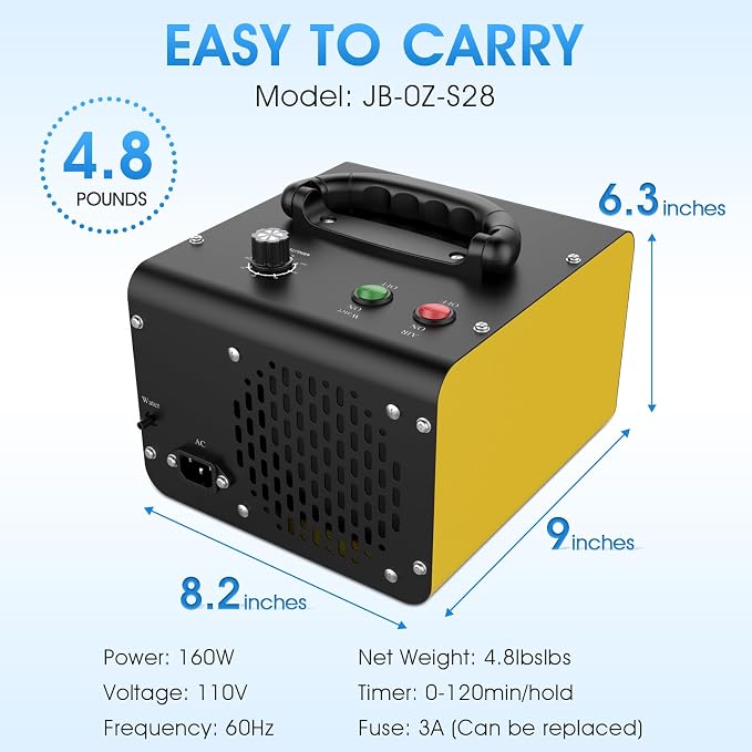 JOBYNA Ozone Generator Water Air, 000mg/h Air Mode & 500mg/h Water Mode Ozone - Image 7
