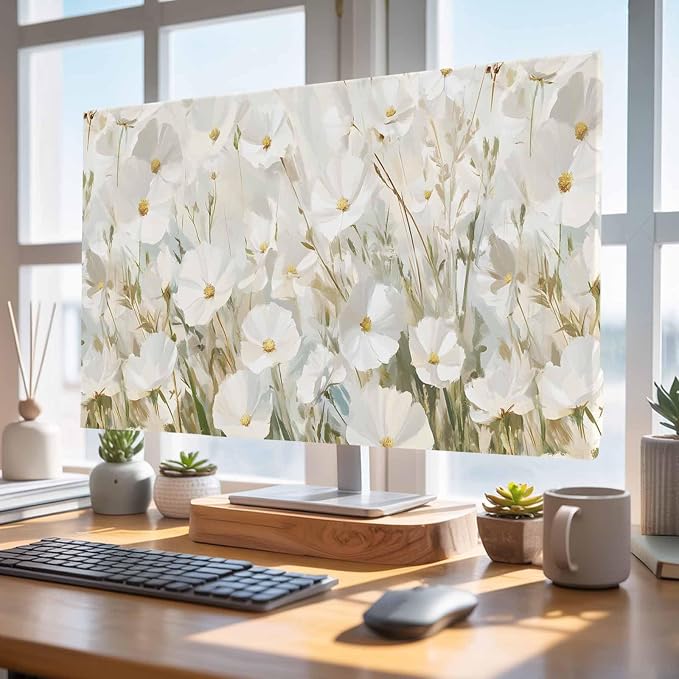 Summer White Gardenia Flower Indoor TV Cover, Elastic TV Screen Protector by Unknown