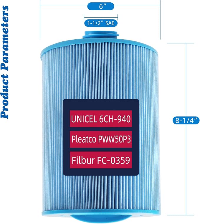 PWW50P3-M Spa Filter, Replaces Unicel 6CH-940RA，Filbur FC-0359M, 45 sq.ft Screw - Image 2