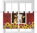 Cows Sunflowers Kitchen Curtains 36 Inch Length, Small Window Curtains Tab Top by Unknown