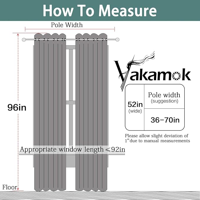 Yakamok Blackout Curtains for Bedroom,Grommet Thermal Insulated Room Darkening Curtains for Living Room, Set of 2 Panels (52 x 96Inch, Sky Blue)