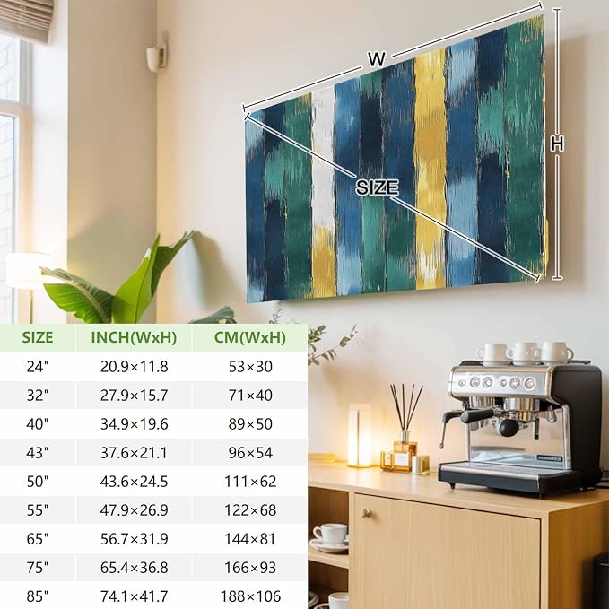 Abstract Color Splicing Ombre Art Indoor TV Cover, Elastic TV Screen Protector - Image 3