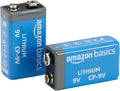 Amazon Basics 2-Pack 9 Volt High-Performance Lithium Batteries, 10-Year Shelf by AmazonBasics