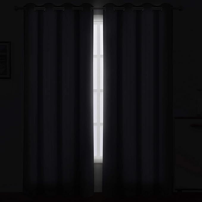 LEMOMO Grey Blackout Curtains/52 x 108 Inch/Set of 2 Panels Thermal Insulated Room Darkening Curtains for Bedroom