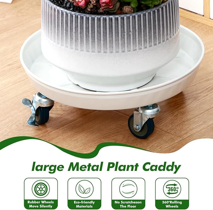 Planterhoma 3 Packs 16 inches Metal Plant Caddy - Image 4