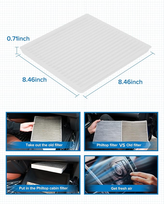 PHILTOP HEPA Cabin Air Filter w/Activated Carbon, Compatible - Image 7