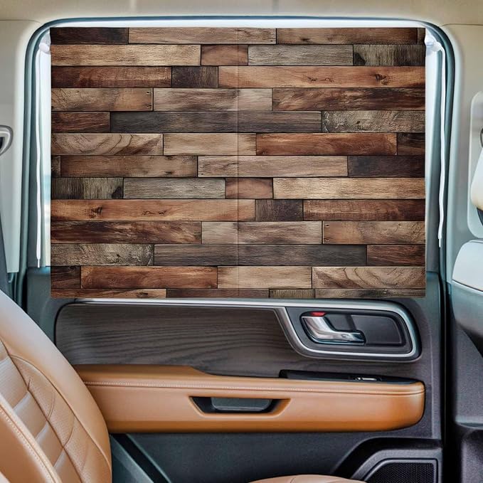 Western Barn Door Magnetic Double Layer Car Window Shades, Side Window Curtains - Image 2