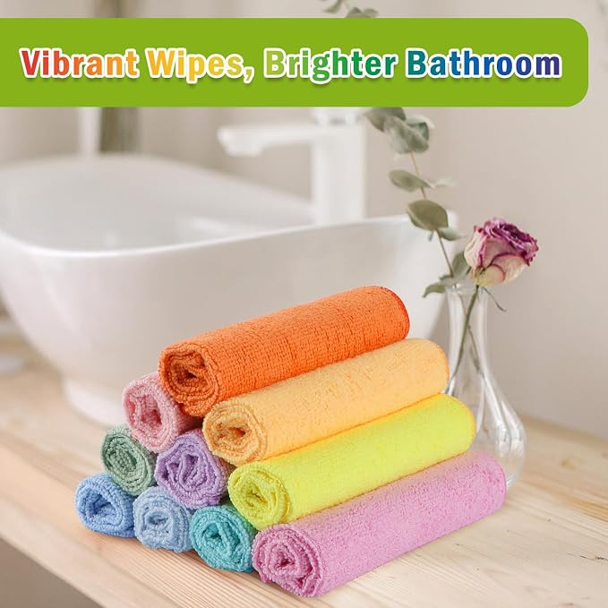 AIDEA Microfiber Cleaning Cloth, Colorful Lint-Free Vibrant Cleaning Rags - Image 8