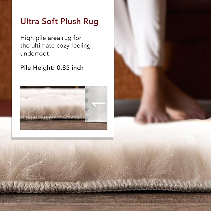 Nuloom Nia White/Ivory, 5' x 8', Cozy Shag, Fluffy and Soft, High Traffic, Stain Resistant, Easy Clean, Durable Machine Washable Area Rug for Bedroom, Living Room, Dining, Den, Foyer, Entryway