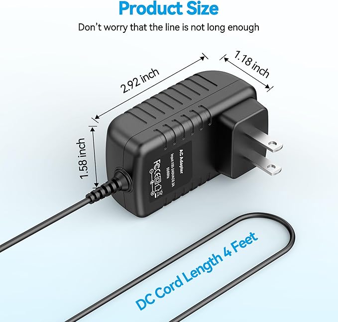 12V AC/DC Adapter Compatible - Image 3