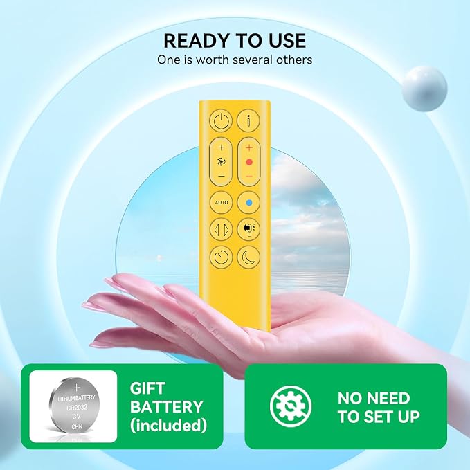 Replacement Remote Control for Dyson HP04 HP05 HP06 HP09 Fans-Yellow | - Image 2
