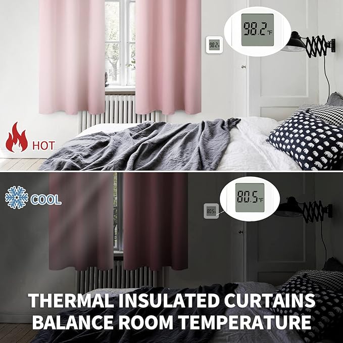 BGment Room Darkening Curtains 84 Inches Long - Grommet Thermal Insulated Drapes Window Treatment Curtains for Bedroom, 2 Panels, 70 x 84 Inch, Baby Pink