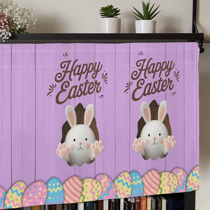 Purple Easter Curtain Valances for Windows, Kitchen Valance Window Treatment - Image 7