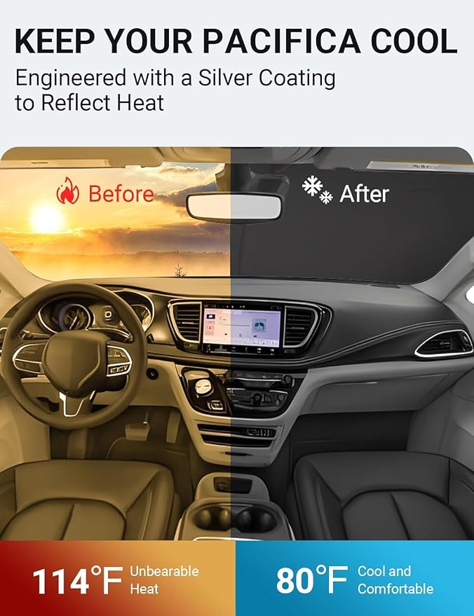 Proadsy 2026 Upgrade Windshield Sun Shade Custom Fit Chrysler Pacifica - Image 2