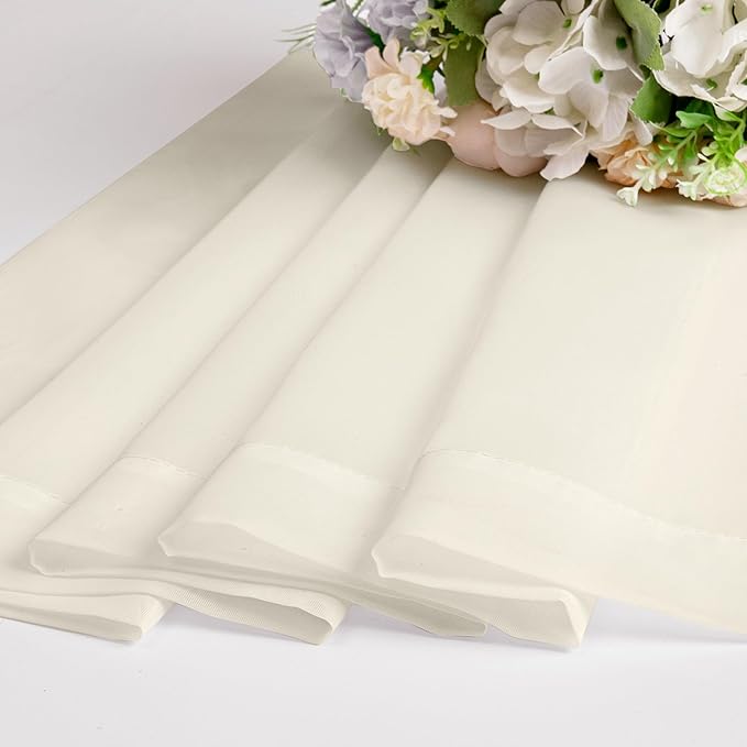 OWENIE Sheer Cream Curtains 84 Inch Length 2 Panels Set for Living Room Bedroom, Rod Pocket Voile Sheer Panel Drapes, Cream, 2pcs, Each 42" W x 48" L