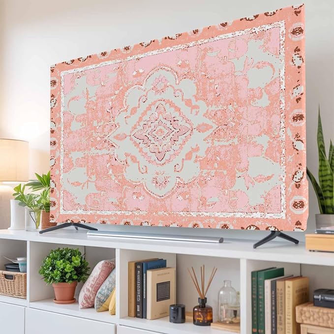 Gradient Pink Tribe Geometric Indoor TV Cover, Elastic TV Screen Protector - Image 6