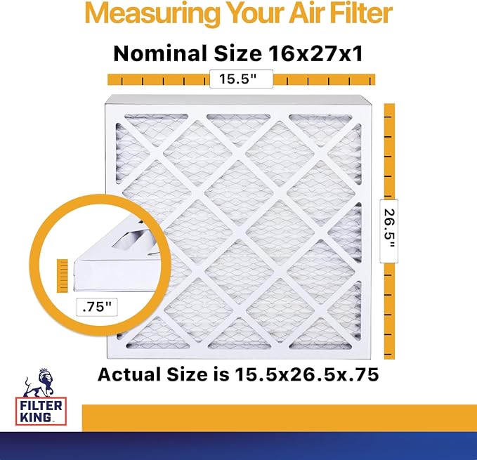 Filter King 16x27x1 Air Filter | 4-PACK | MERV 13 HVAC Pleated A/C Furnace - Image 2