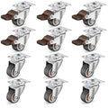 Nefish 1 Inch Small Casters Set of 12, Low Profile Soft Rubber Casters Wheels by Nefish