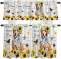 Kitchen Curtains Tiers and Valance Set of 3, Sunflowers Dog Light Filtering by Anzona