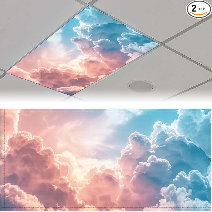 2PCS Fluorescent Light Covers for Classroom Ceiling Lights Magnetic Light Covers by Unknown