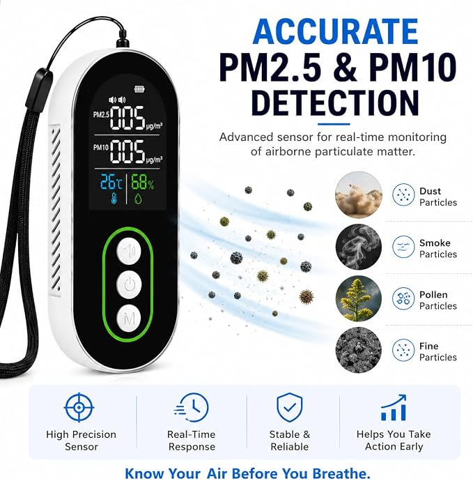 Portable PM2.5 PM10 Air Quality Monitor, Indoor Air Quality Detector - Image 4