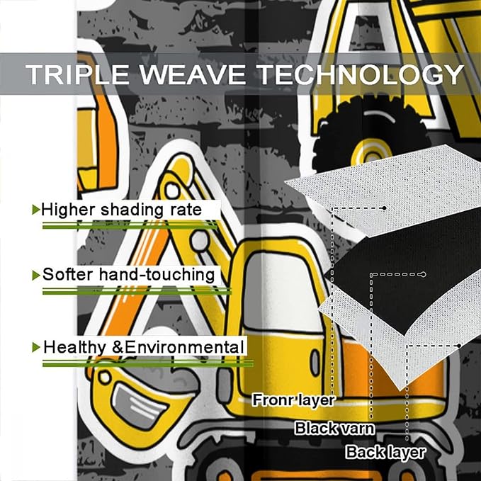 Kids Construction Excavator Window Curtains - Image 7