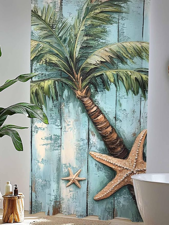Sheer Curtains 108 Inches Long, Coastal Blue Green Tree Semi Sheer Curtains - Image 4