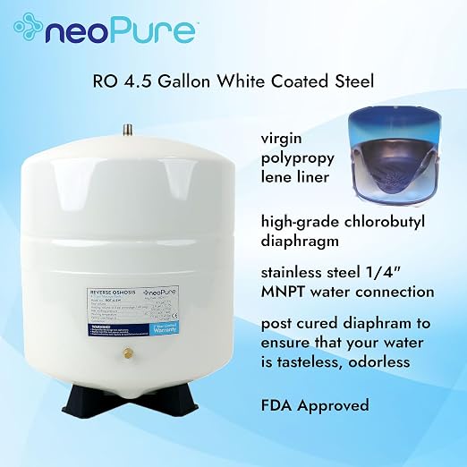 Neo-Pure 4.5 Gallon Reverse Osmosis Water Storage Tank – White Powder-Coated - Image 4