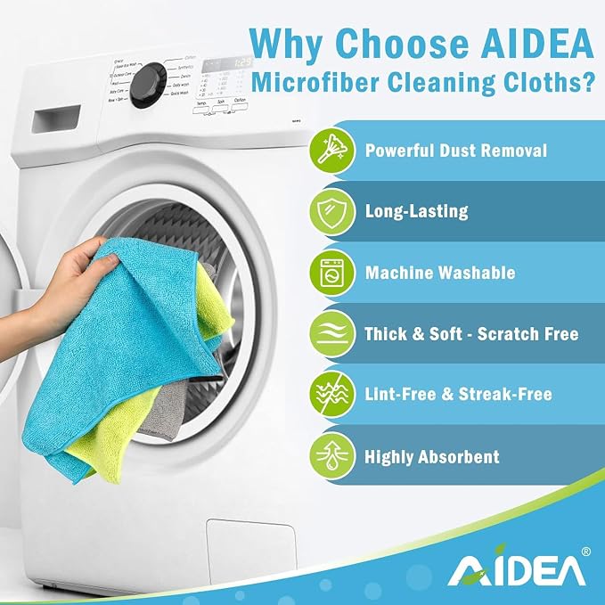 AIDEA Microfiber Cleaning Cloth-12PK, Soft Microfiber Towels - Image 3