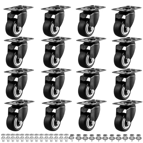 1.5" Casters Set of 16 Heavy-Duty Industrial Caster Wheels Without Brake PU by GcFoir