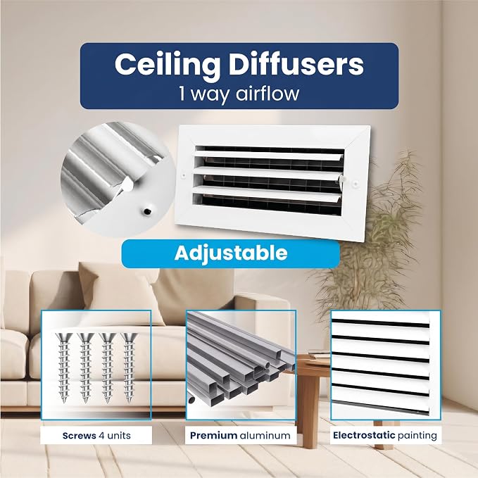 14x14 Aluminum 1-Way Air Flow Vent Cover Wall or Ceiling – Quiet HVAC Wall - Image 4