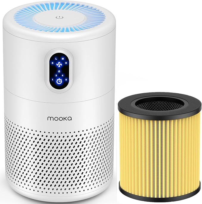 MOOKA B-D02L Air Purifier & 1 Pack Extra Official Certified Replacement Pet by MOOKA