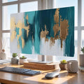 Blue Green Marble Texture Indoor TV Cover, Elastic TV Screen Protector Abstract by Unknown