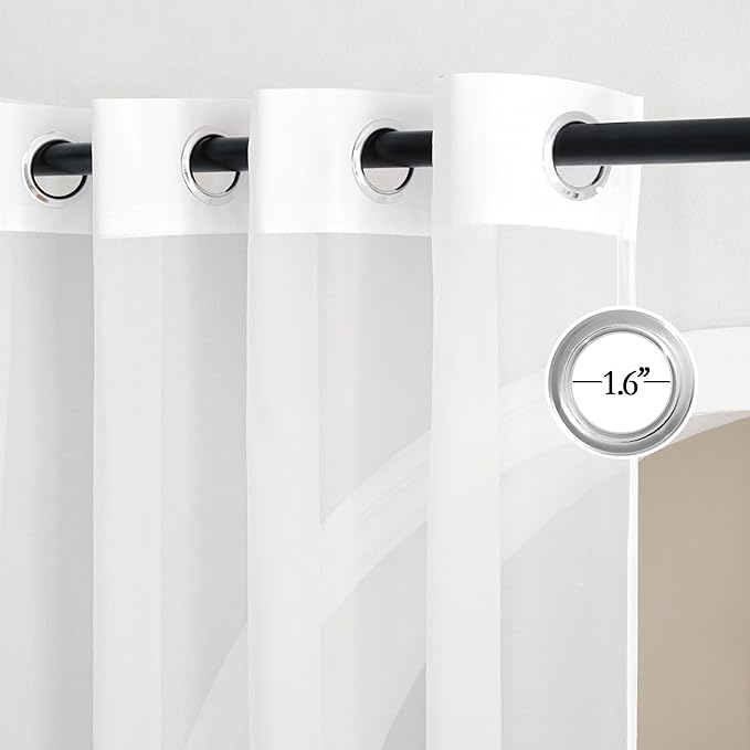 NICETOWN Ivory Sheer 102 inch Curtains for Living Room, Grommet Elegant & Airy Sheer Window Treatments Lightweight Drapes for Living Room/Bedroom, 2 Panels, W54 x L102
