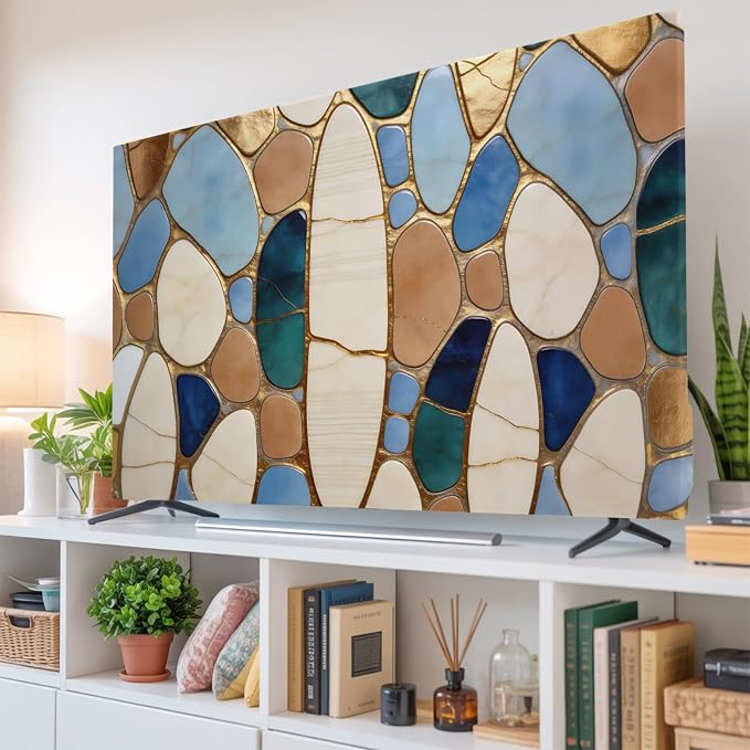 Colorful Stone Pebble Collage Indoor TV Cover, Elastic TV Screen Protector by Unknown
