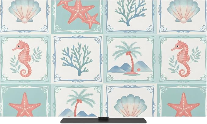 Summer Ocean Beach Palms Indoor TV Cover, Elastic TV Screen Protector Coastal by Unknown